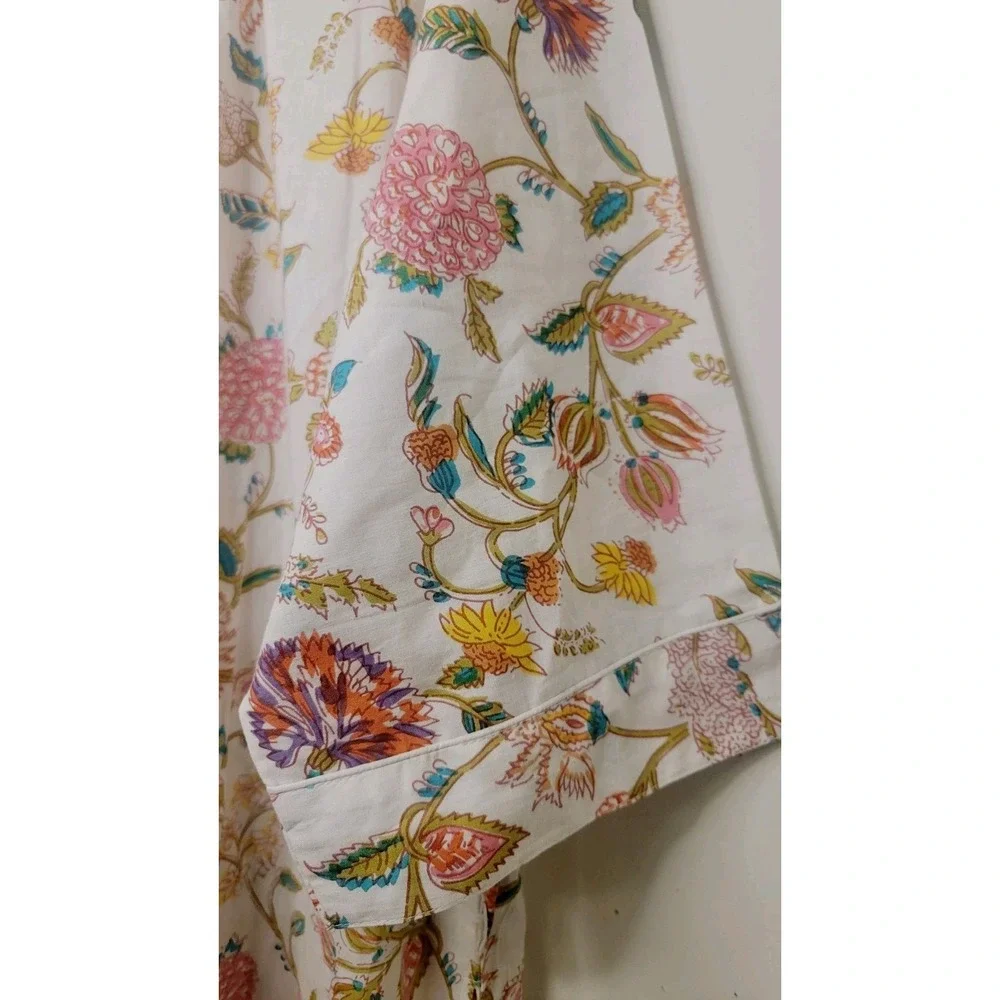 Women's 100% Cotton Robe Tropical Floral White Pink‎ *Missing Belt